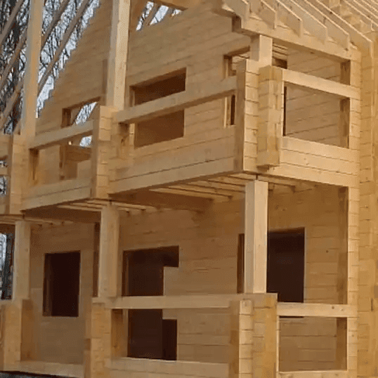 Монтаж домокомплекта из клееного бруса